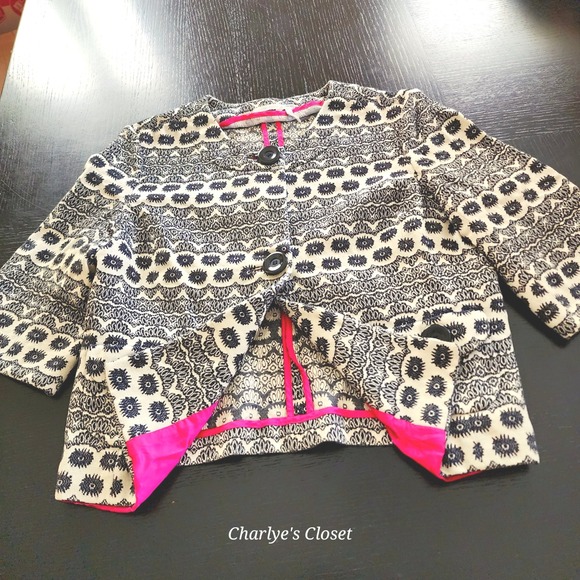 Classiques Entier Jackets & Blazers - Classiques Entier Blk/Wht Artesian Print Jacket XL| Career Artsy Monochrome